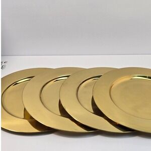 Century Brass Charger Plates Set of 4 Gold Decorative Tableware 12 Inch Round